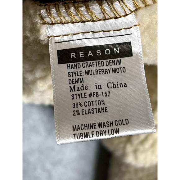 Reason Denim "Death Before Dishonor" Sherpa Trucker Button Jacket Distressed L - Picture 4 of 7